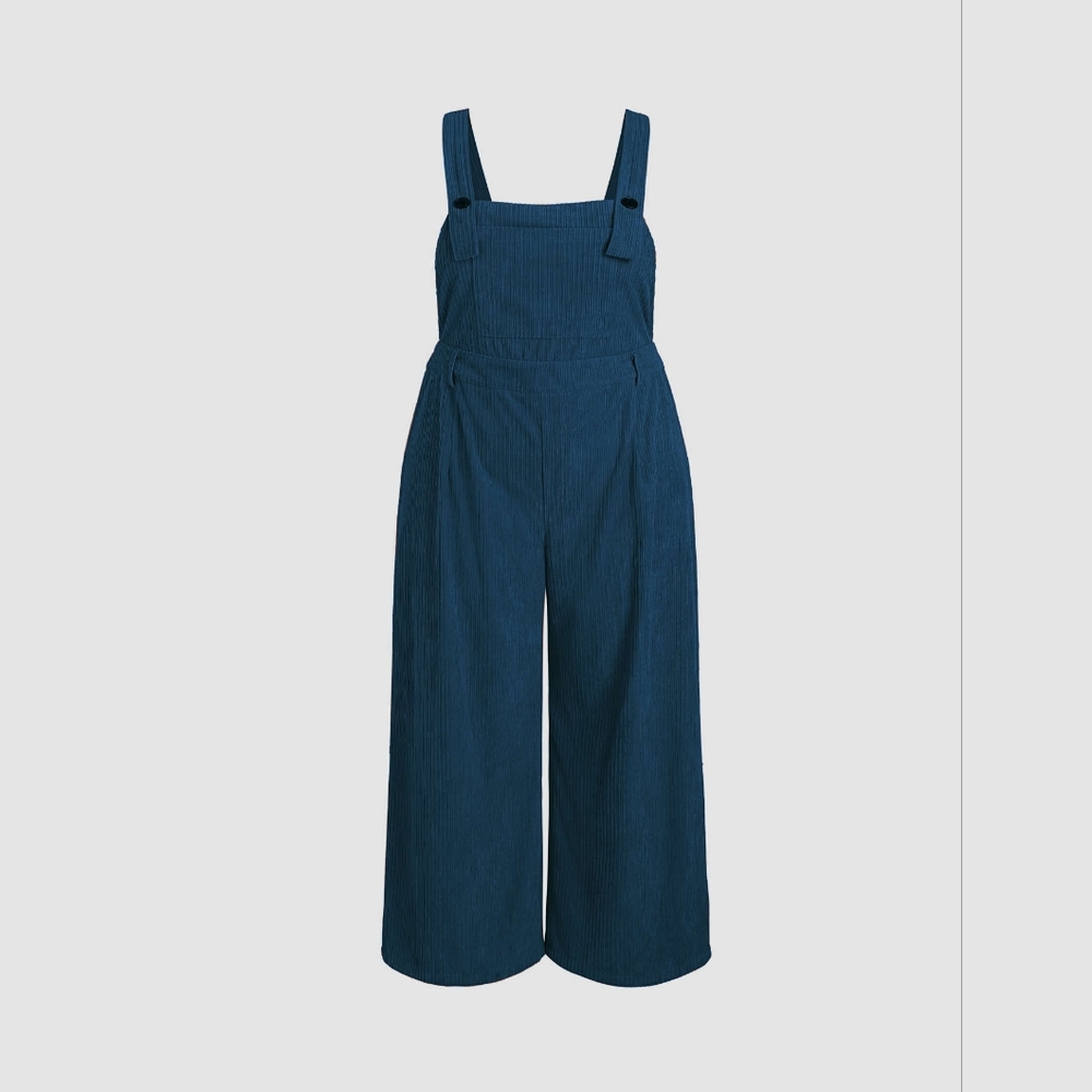 Cider Corduroy Pocket Jumpsuit Curve - Blue - 0X